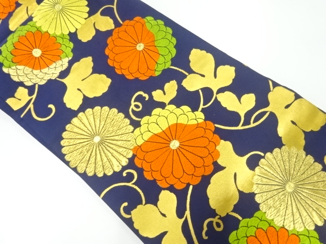 アンティーク名古屋帯織り出し花唐草模様全通柄上質正絹No.2-38